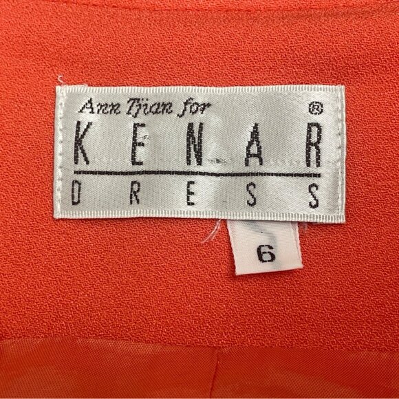 Kenar Women's Orange Sleeveless Wrap Midi Dress With Pearl Button Sz 6 - Picture 7 of 8